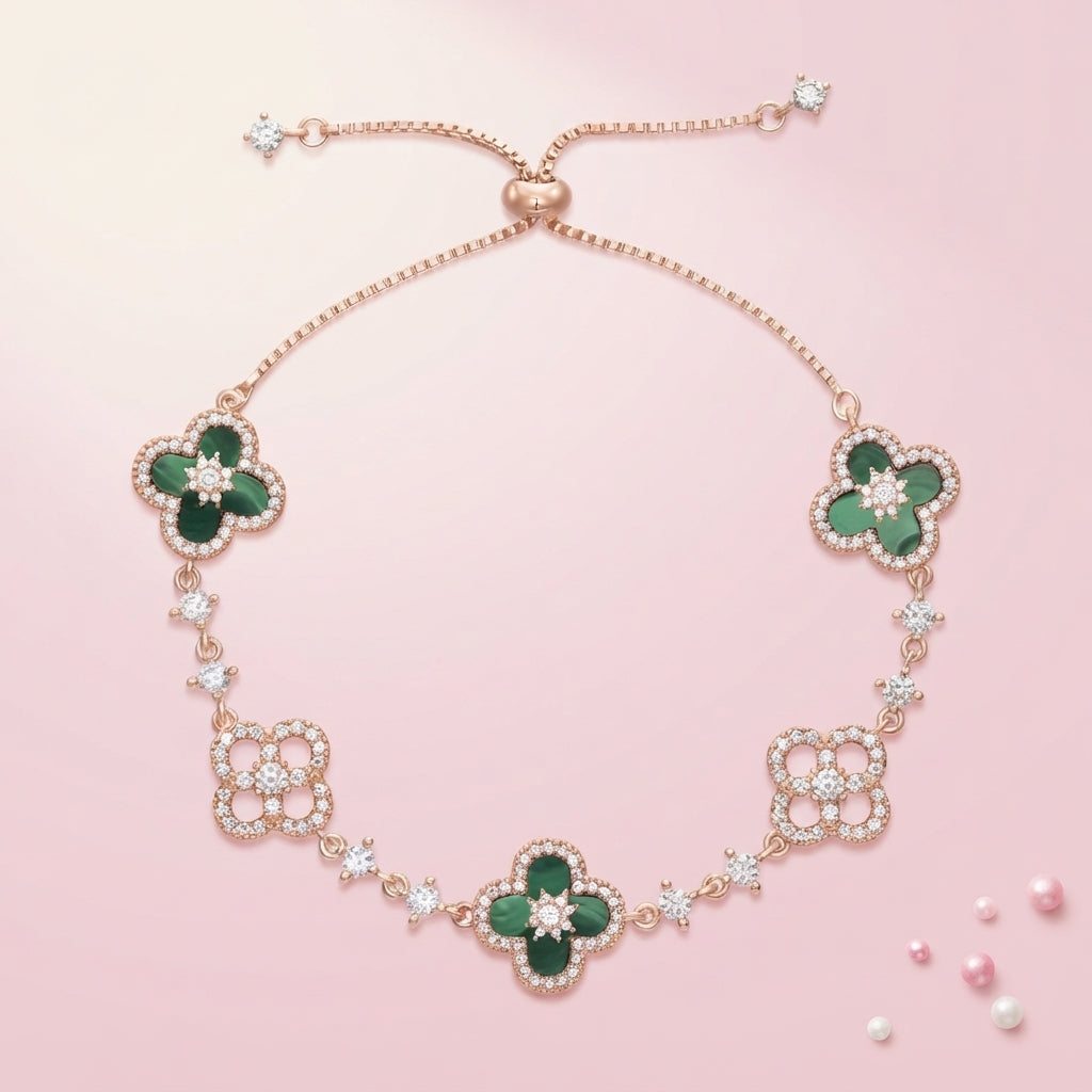 Clover Slider Bracelet – Forest Green