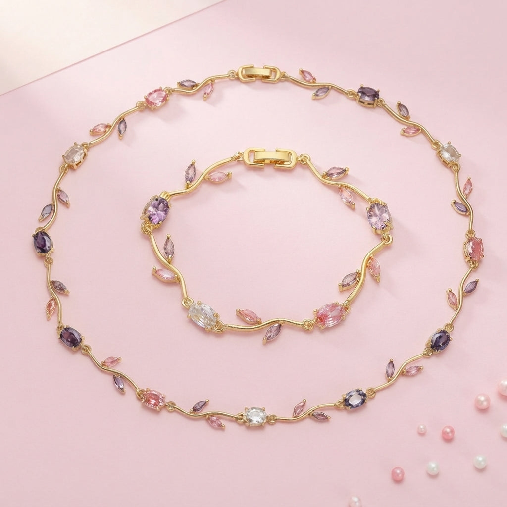 Blossom Vine Set (Necklace & Bracelet) | Gold, Silver