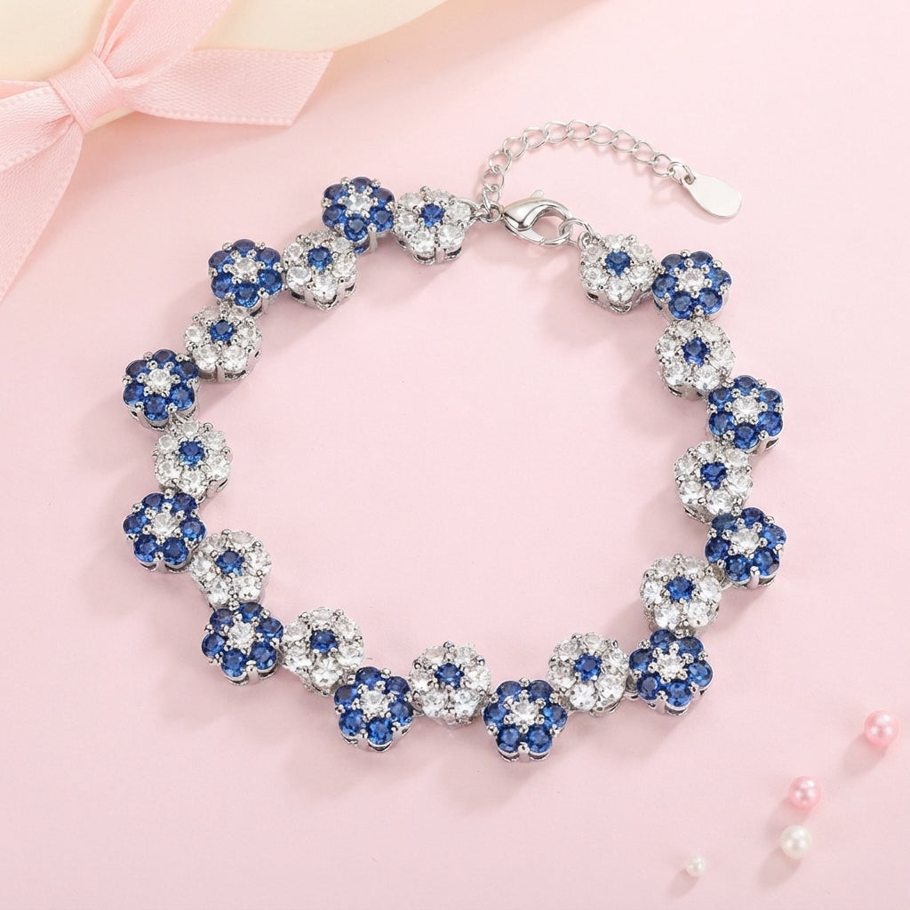 Forget-Me-Not Zircon Floral Bracelet