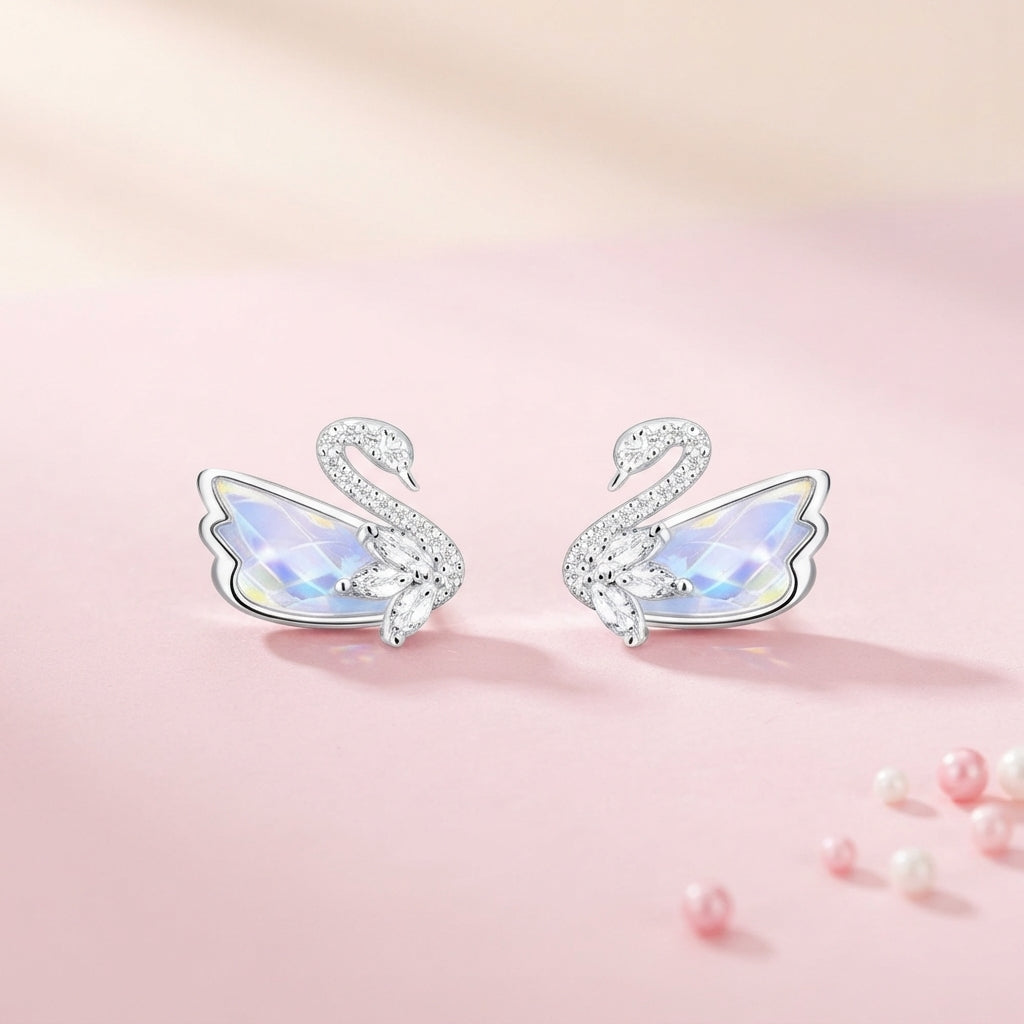 Aurora Swan Stud Earrings