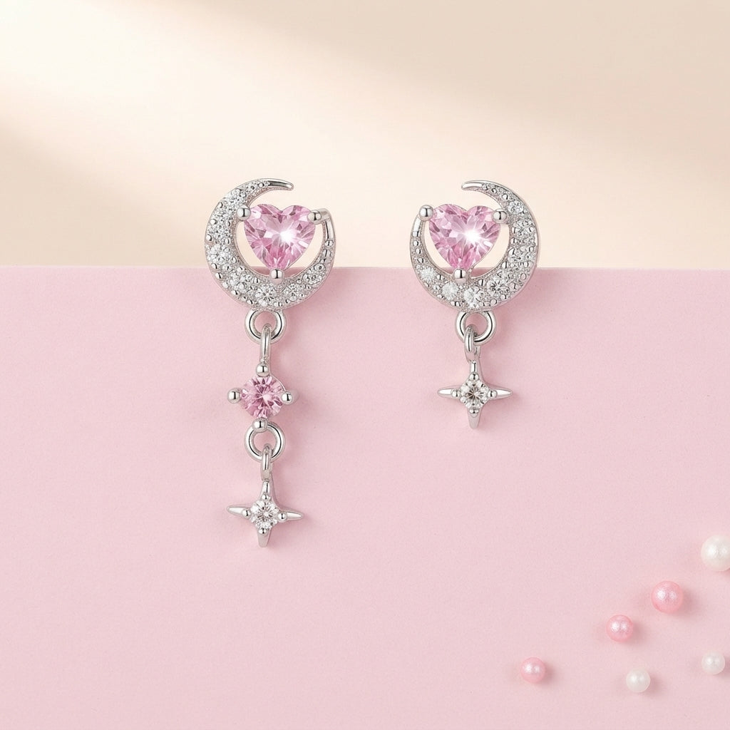 Moonlit Heart Drop Earrings