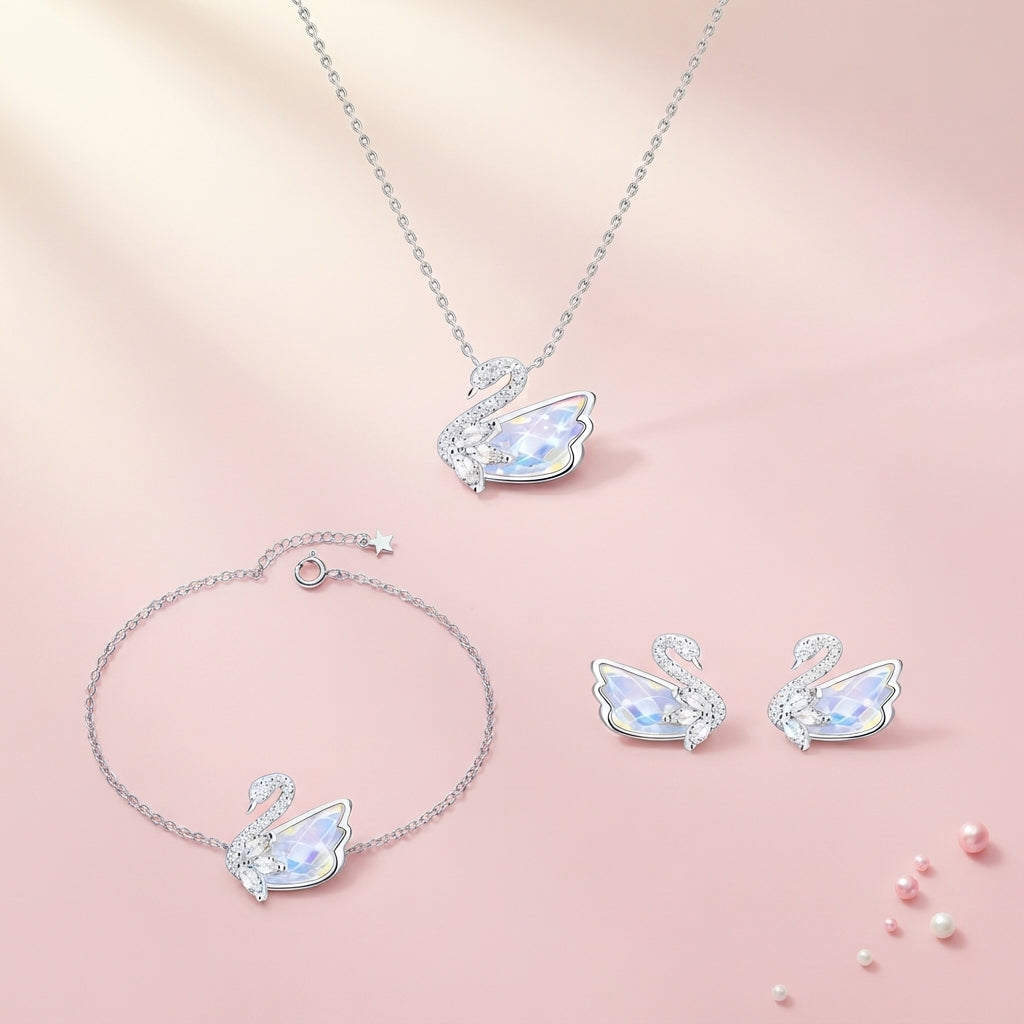 Aurora Swan Set (Necklace, Bracelet & Earrings)