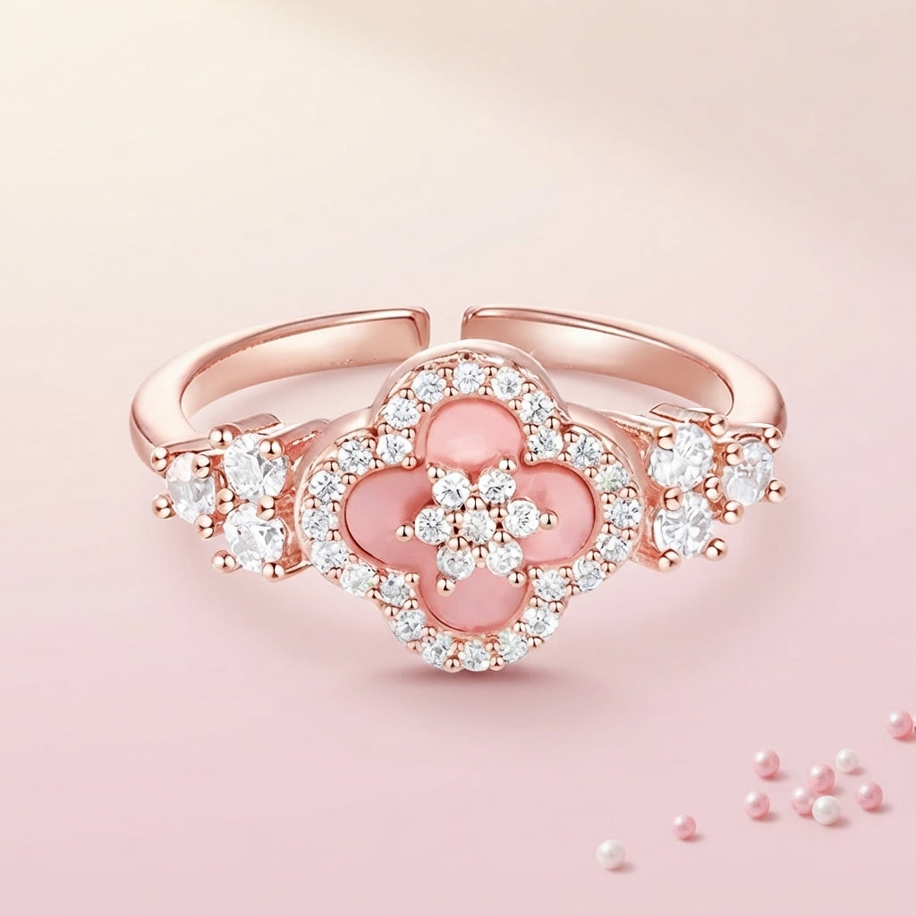 Blush Clover Adjustable Ring