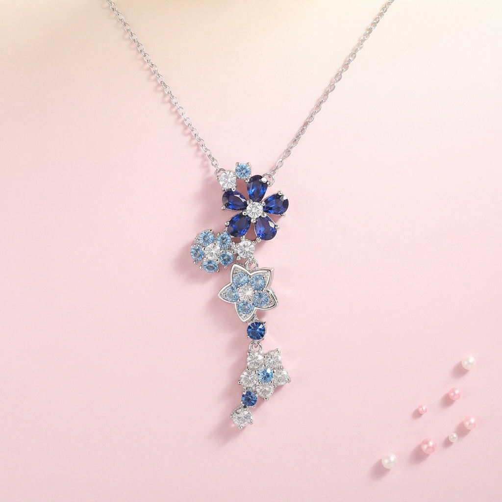 Forget-Me-Not Zircon Floral Necklace